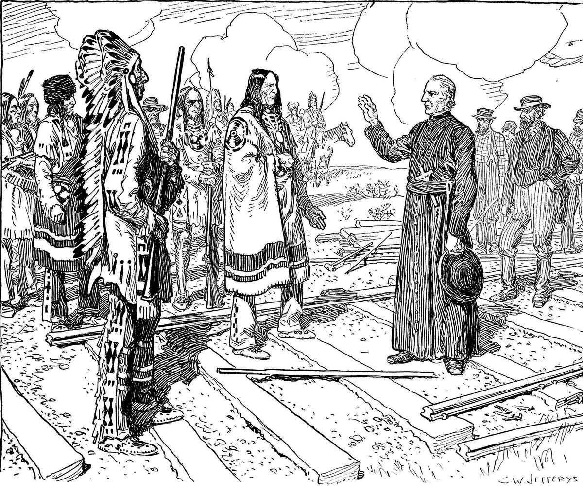 Father Lacombe Persuades Chief Crowfoot