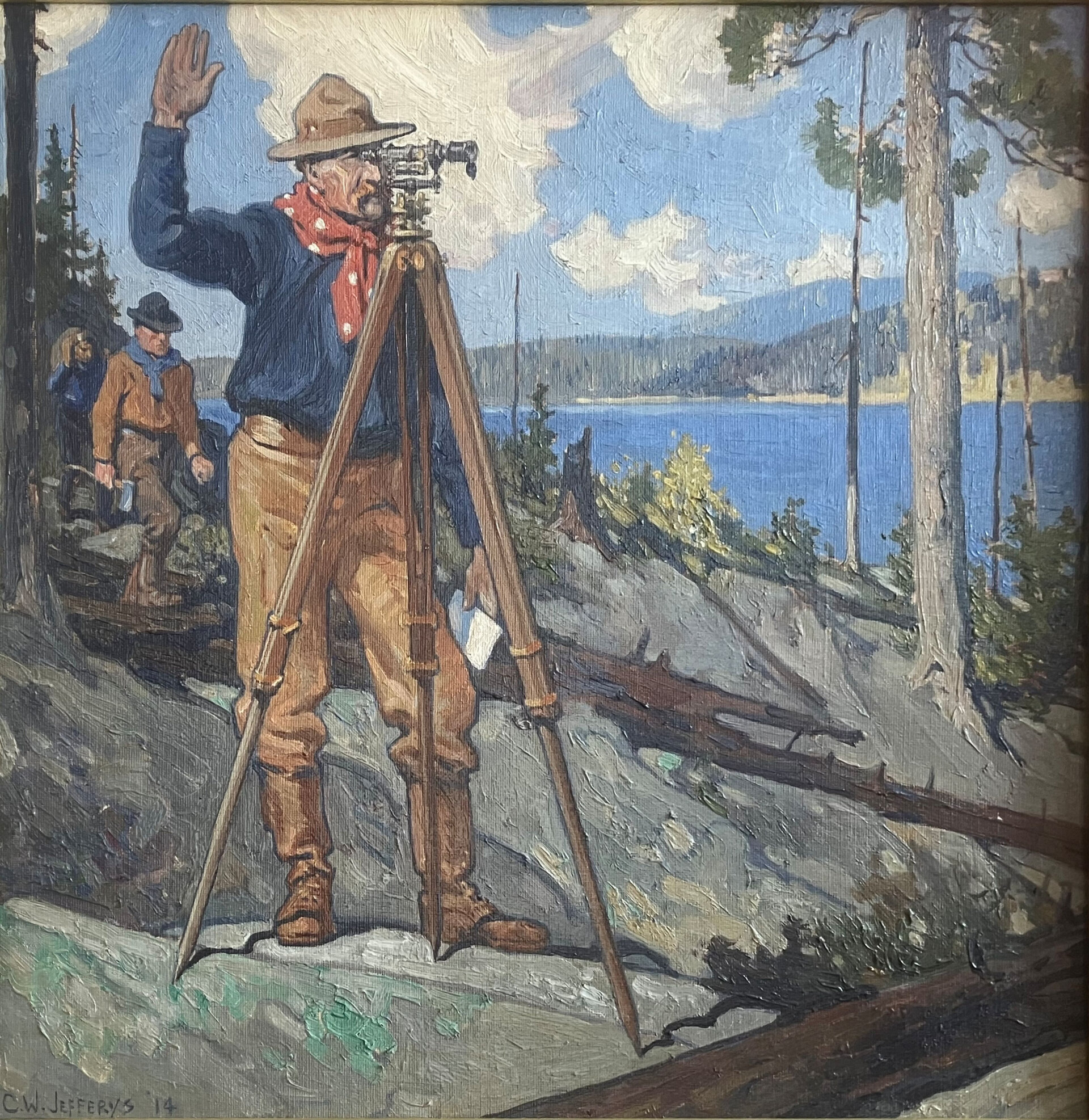 Surveyor by a Lake