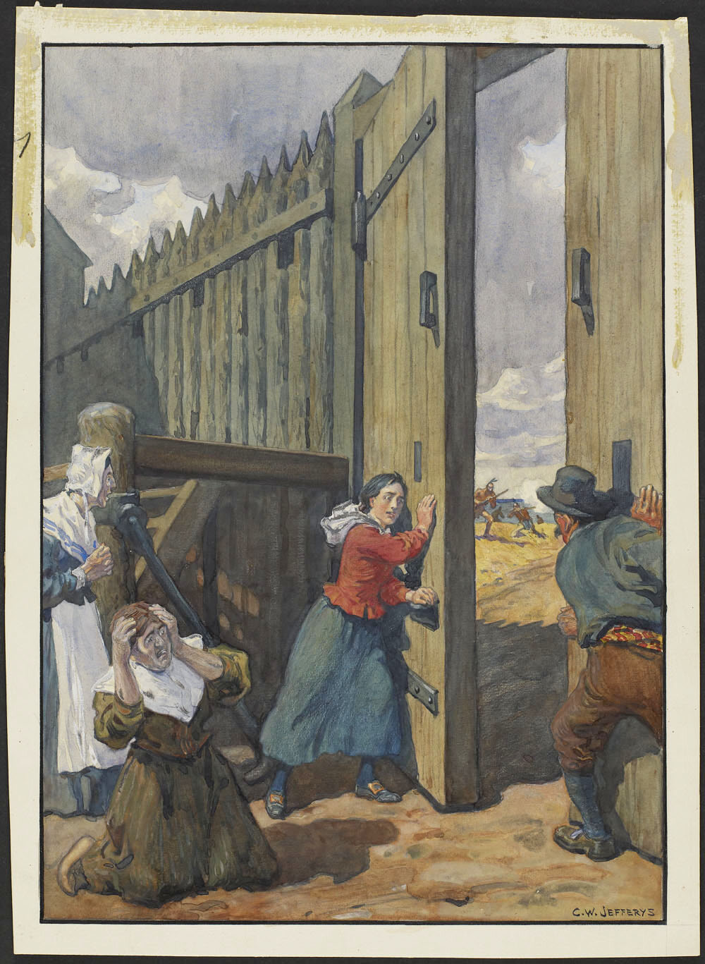  The Iroquois attack of Fort Vercheres, 1692. Madeleine closes the gate.  